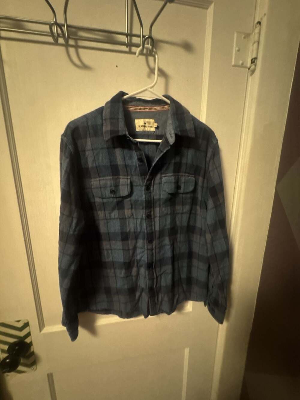 The Normal Brand Mountain Overshirt Blue Plaid Flannel Mens M